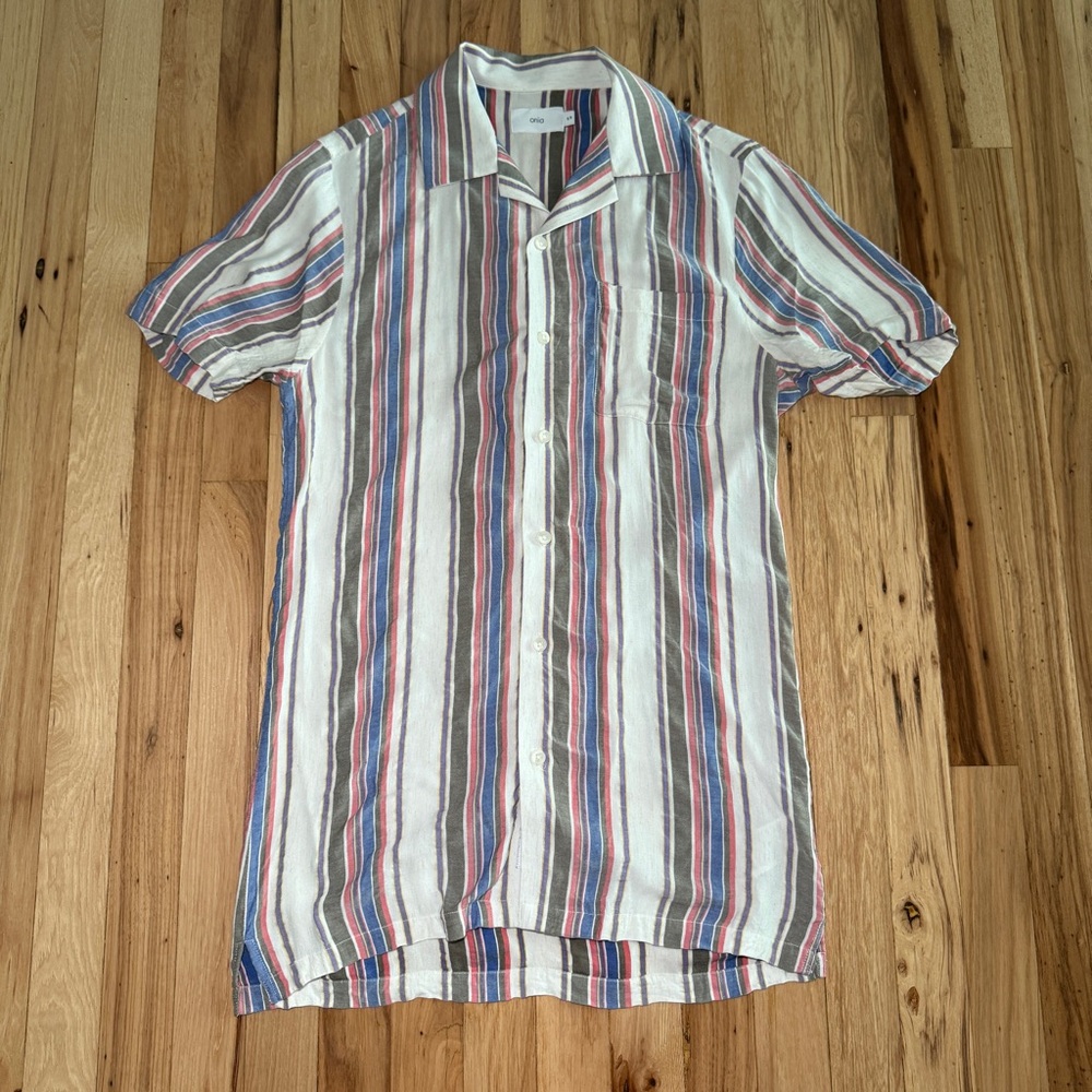 Onia Men’s Short Sleeve Button Up Multicolor Stripe
